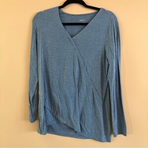J. Jill Soft Blue Long Sleeve Faux Wrap Top